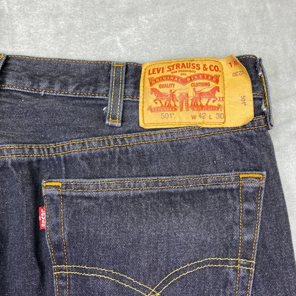 Levi Strauss 501 Button Fly Jeans‎ Dark Wash Men Sz 42 Fits 38
